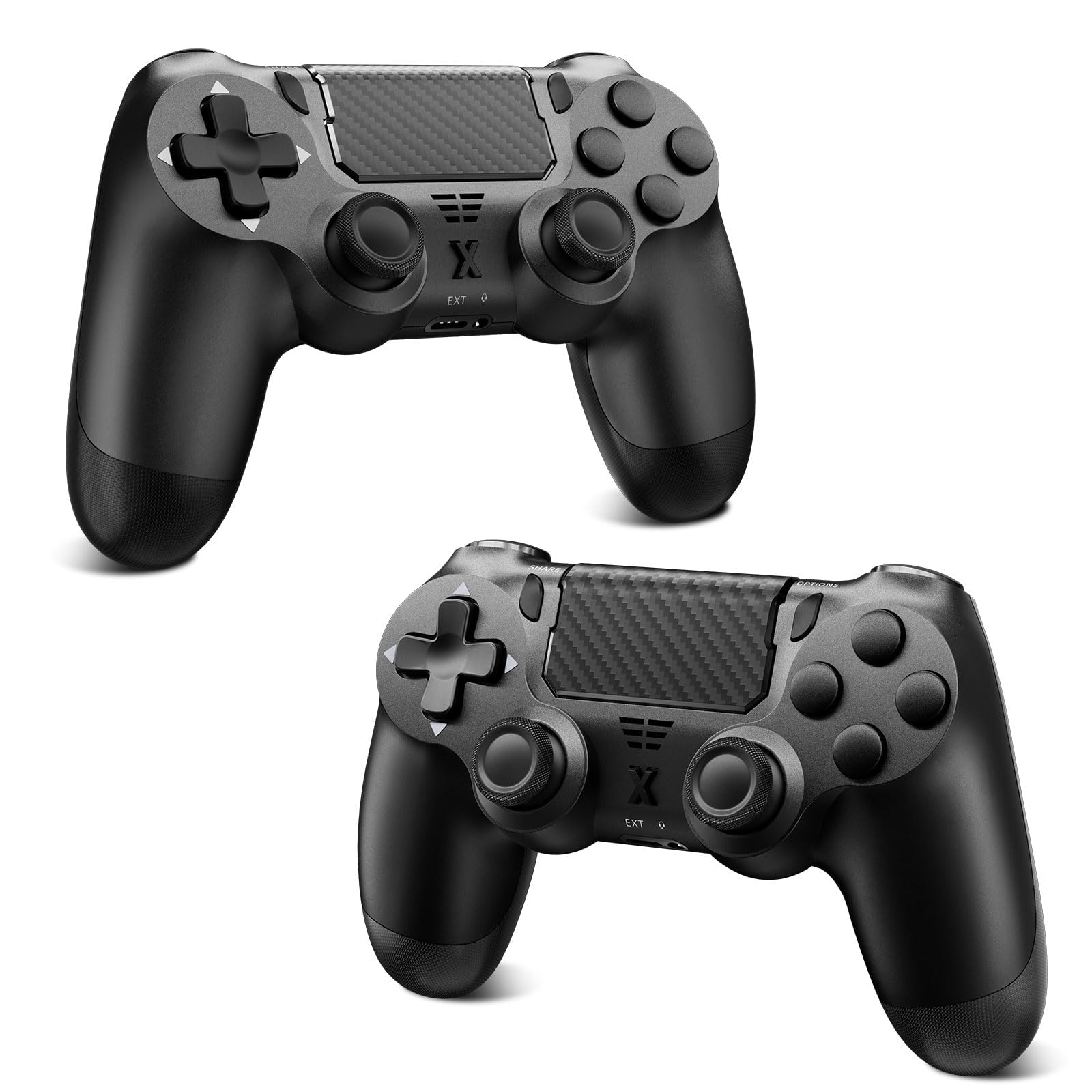 Quevati Wireless Controller for PS-4,Dual Vibration Game Joystick/Motion Sensing/Touchpad/Speaker/3.5mm Audio Jack Headphone,Upgraded Six-Axis Sensor,Compatible with PS4/Slim/Pro Console/PC,2PCS BLACK