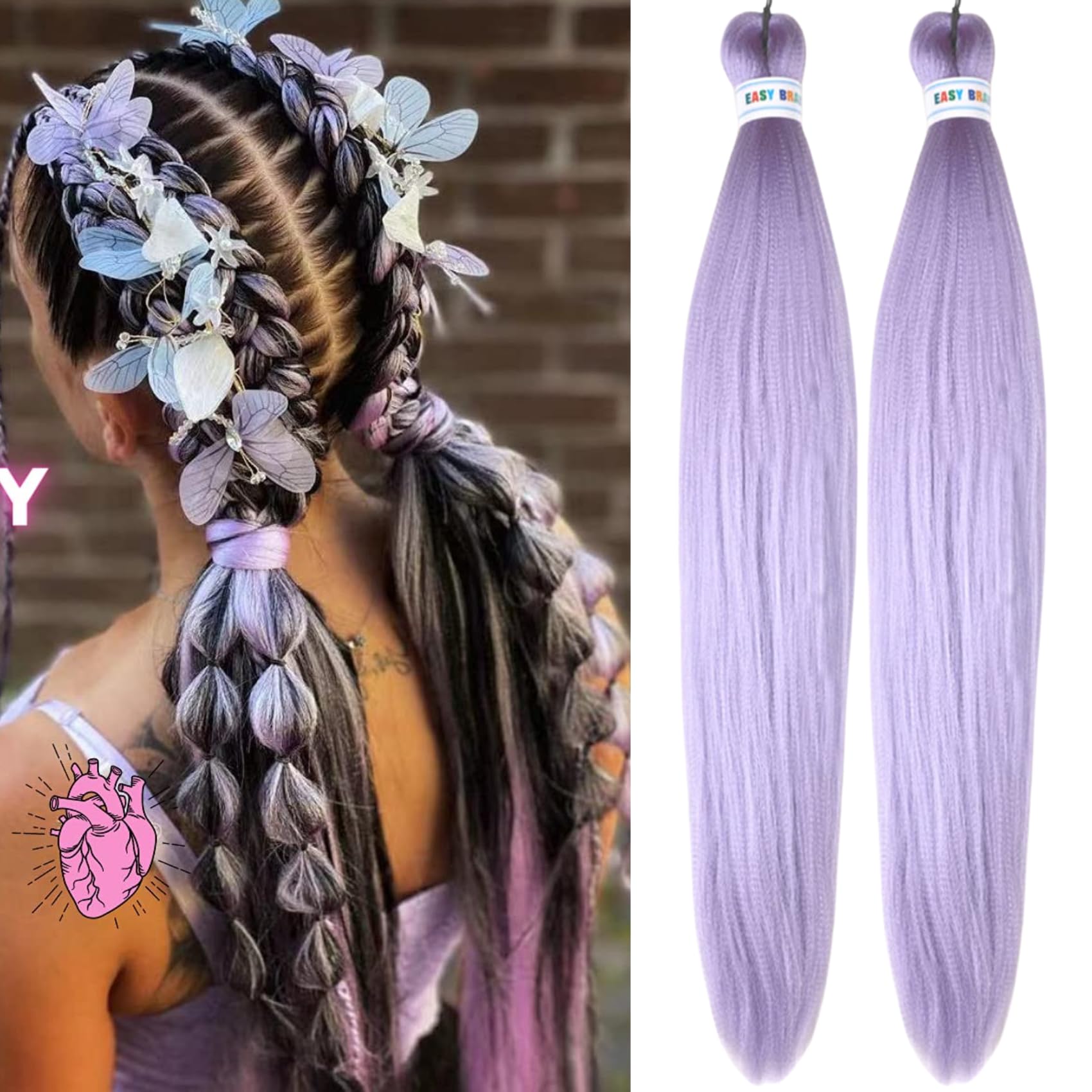 Photo 1 of Light Purple Braiding Hair Pre Stretched Knotless Braids Synthetic Yaki Ez Braid Braiding Hair