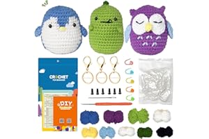 Anyangjia Crochet Kit for Beginners,6PCS Potted Plants Crochet Starter Kit for Adults Tabletop Decor with Step-by-Step Instructions and Video Tutorials (3ANIMALS)