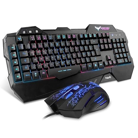 HAVIT RGB Gaming Tastatur und Maus Set, QWERTZ Tastatur (DE-Layout), 105 Tasten mit 26 Anti-Ghosting-Tasten 12 Multimedia-Tas
