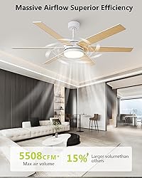Vaczon 60 Inch Ceiling Fans with Lights and
