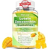 Sugar Free Lutein Gummies 25mg, Lutein and Zeaxanthin Supplements for Eye Health, 13-in-1 Eye Care Formula with Omega-3 Bilberry Saffron & Vitamins-Vision Health, Eye Strain, Dry Eyes, Vegan 60 Count