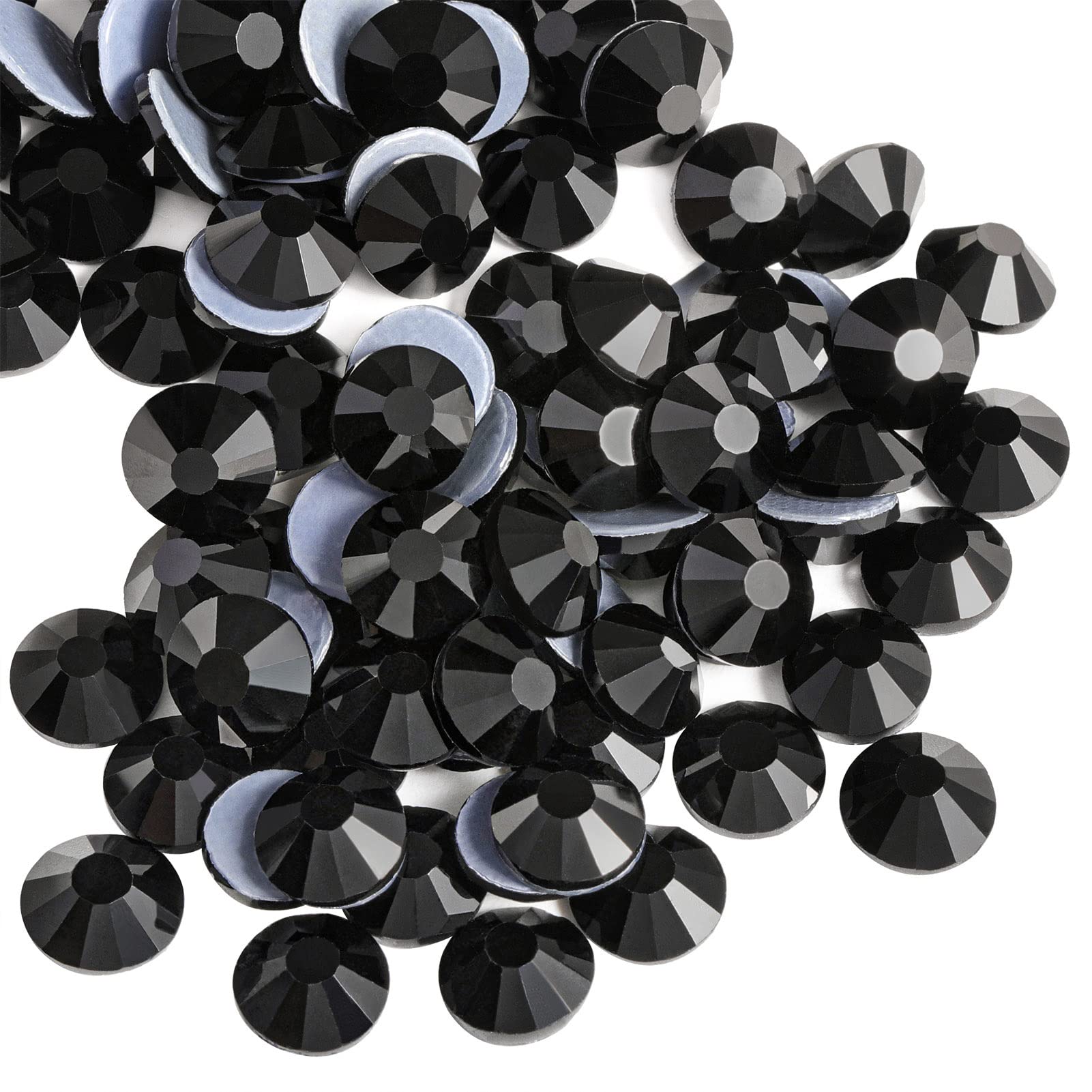 Beadsland Hotfix Rhinestones, 288pcs Flatback Crystal Rhinestones for Crafts Clothes DIY Decoration, Black, SS30, 6.3-6.5mm