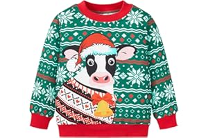 Akyzic Baby Boys Girls Sweatshirts Christmas Reindeer Fleece Crewneck Pullover Xmas Winter Warm Sweaters Tops 2t-6t