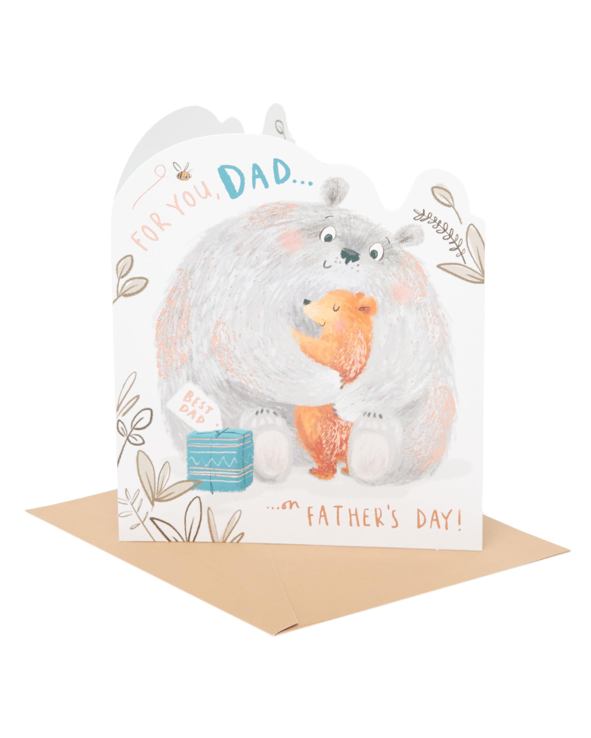 UK Greetings | Father's Day Card for Dad | Card for Dad, Grandad, Husband | Him, Boys, Men | Bear Hug Design | With Envelope | 159x184 mm