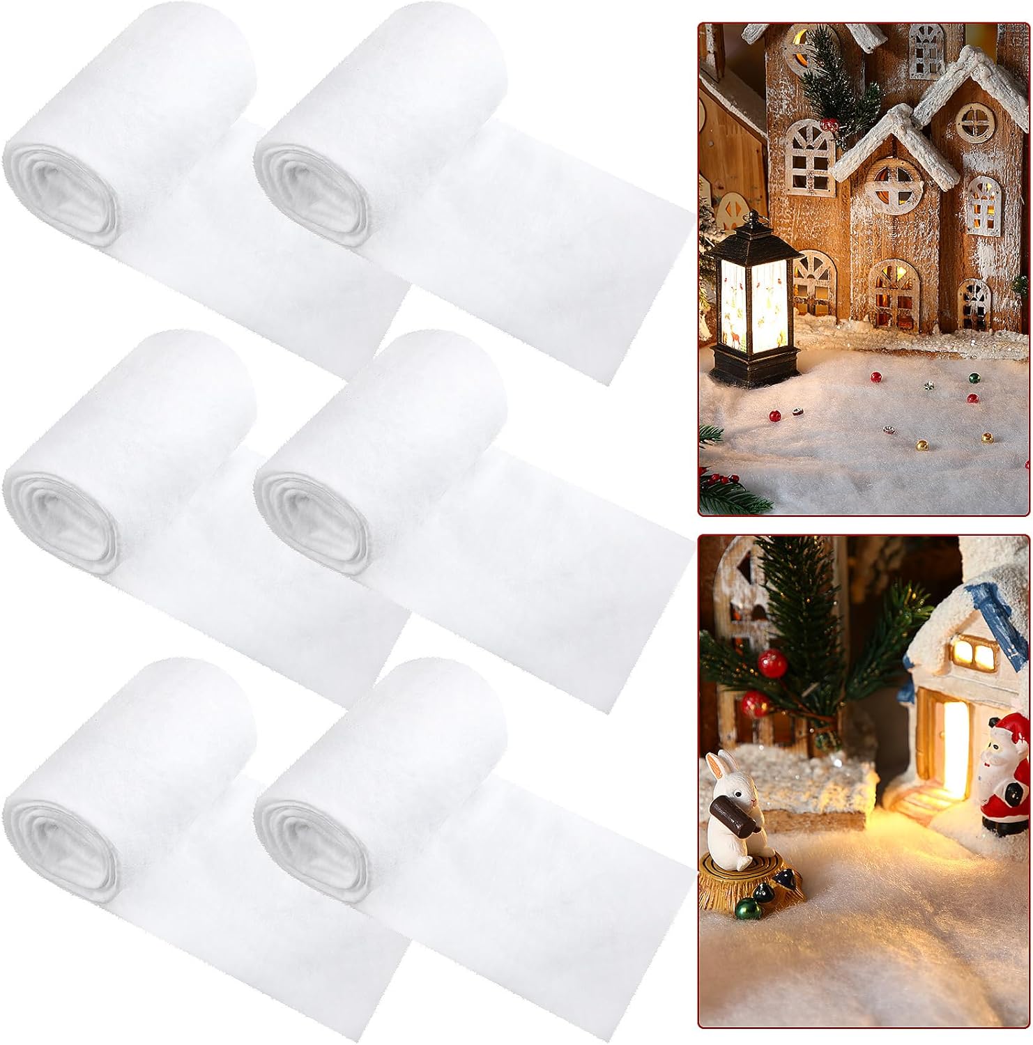 Artificial Snow - Newwiee 6 Pcs 2.6 x 8 ft Christmas Snow Blankets Artificial Snow Blanket Snowman Christmas Decorations for Christmas Village Backdrop Decorations Party Display