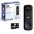 Lorex 2K Wireless WiFi Smart Video Doorbell Camera w/No Subscription Fee - Smart Security Lighting, Night Vision, Battery-Pow