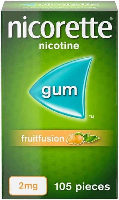 Nicorette FruitFusion 2mg Gum - 105 Pieces Stop Smoking/Vaping Aid