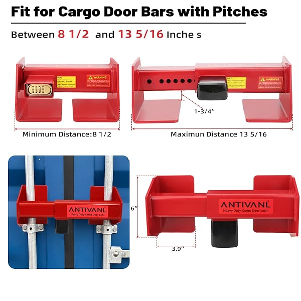 ANTIVANL SHIPPING CONTAINER LOCKS HEAVY DUTY WITH COMBINATION LOCK, MAXIMUM SECURITY SEMI TRAILER DOOR LOCK, SHIPPING CONTAINER COMBINATION LOCKS FOR SEMI TRAILER DOOR SECURITY (8 1/2″ TO 13 5/16″)
