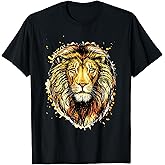 Cool Lion Head Design Shirt with Bright Colorful, Lion Face T-Shirt