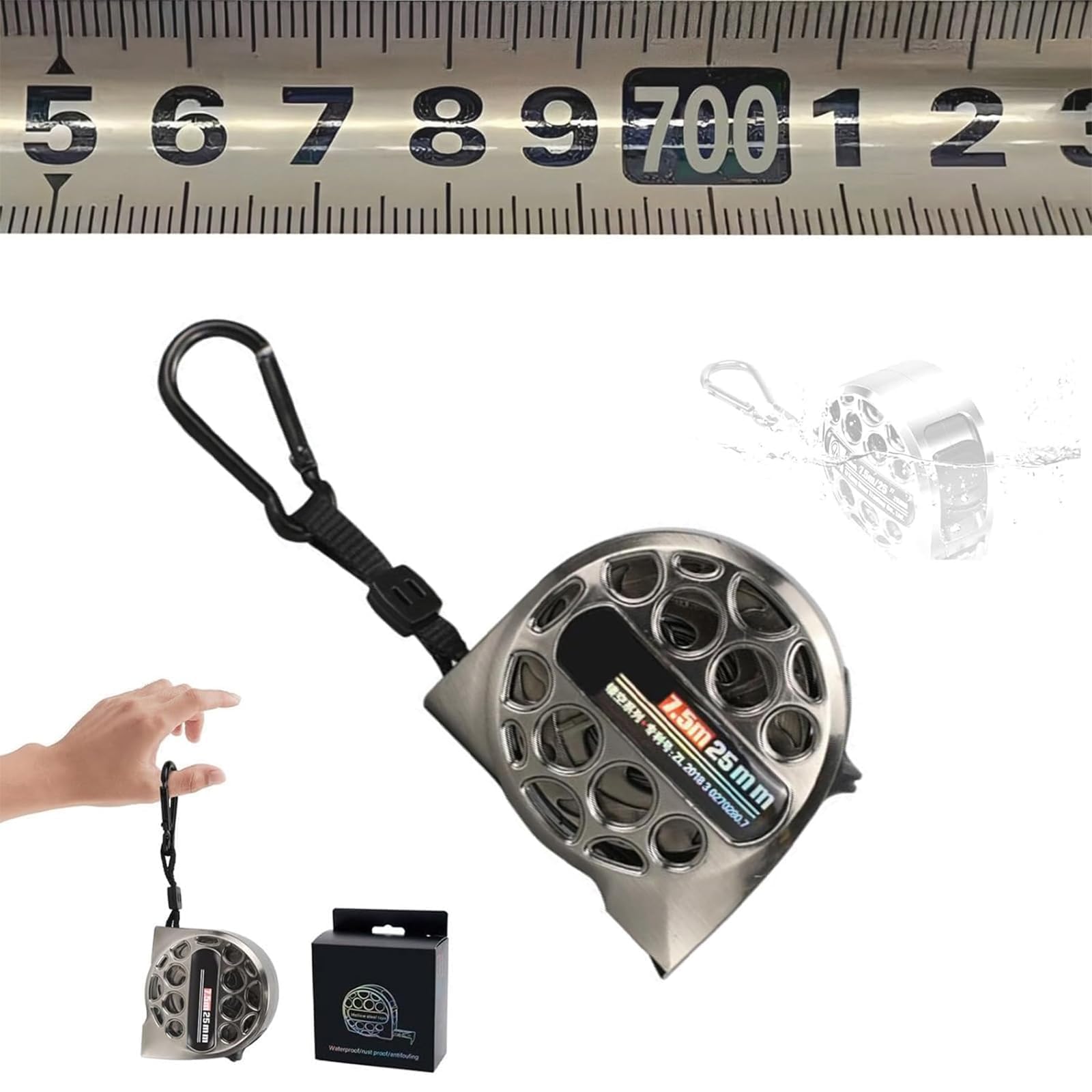 Bamyli 7.5M/25FT Stainless Steel Tape Measure, Retractable Hollow Measuring Tape, High Precision Metal Tape Measure Rust and Corrosion Resistant Steel Tape for Industrial and Home Use