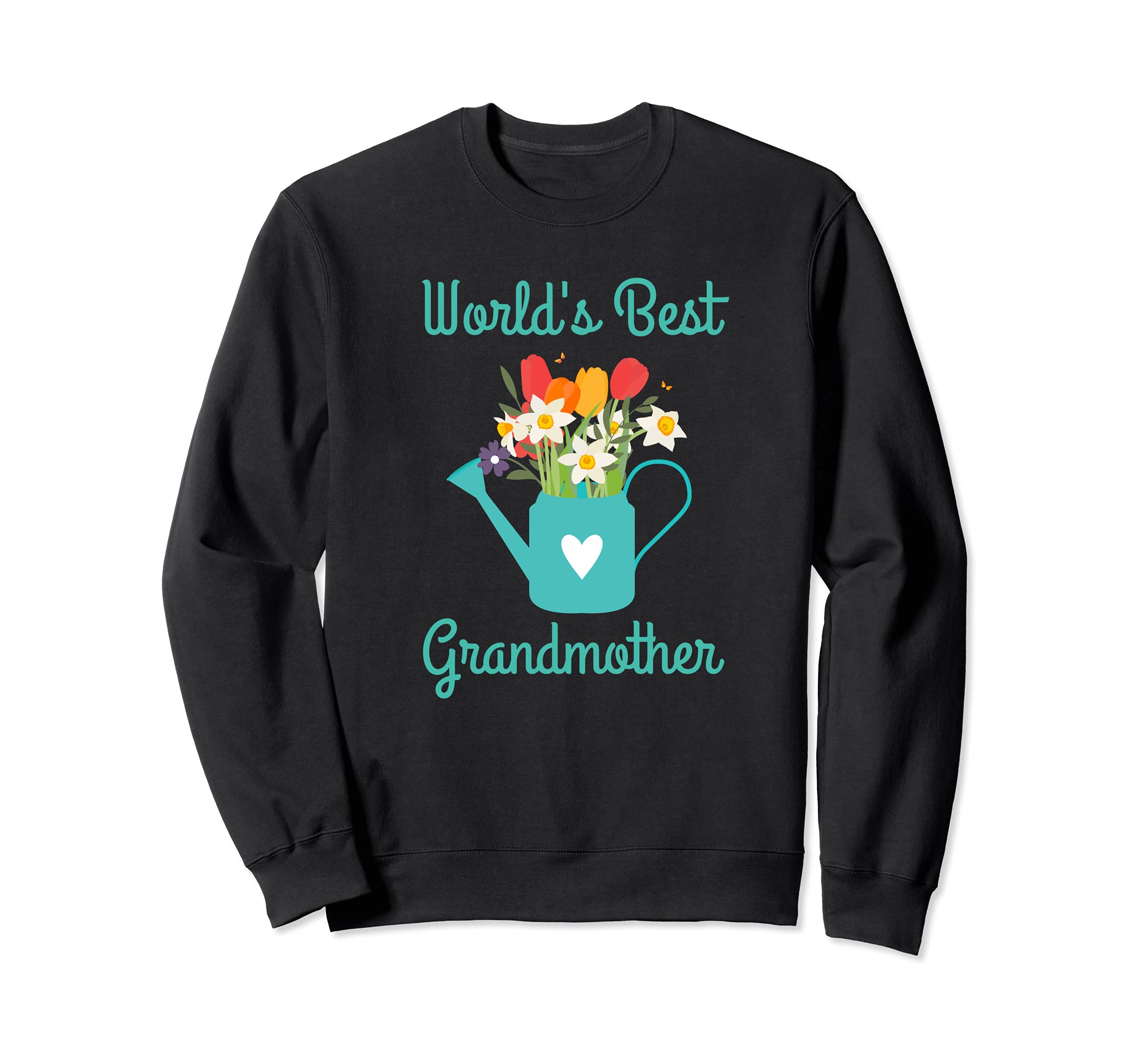 World's Best Grandmother Aqua Watering Can Flower Bouquet Sweatshirt