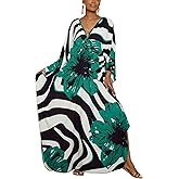 Bsubseach Women Floral Print Kaftan Dresses Plus Size Bathing Suit Cover Up Moo Moos Caftan Beach Dress for Swimwear Summer