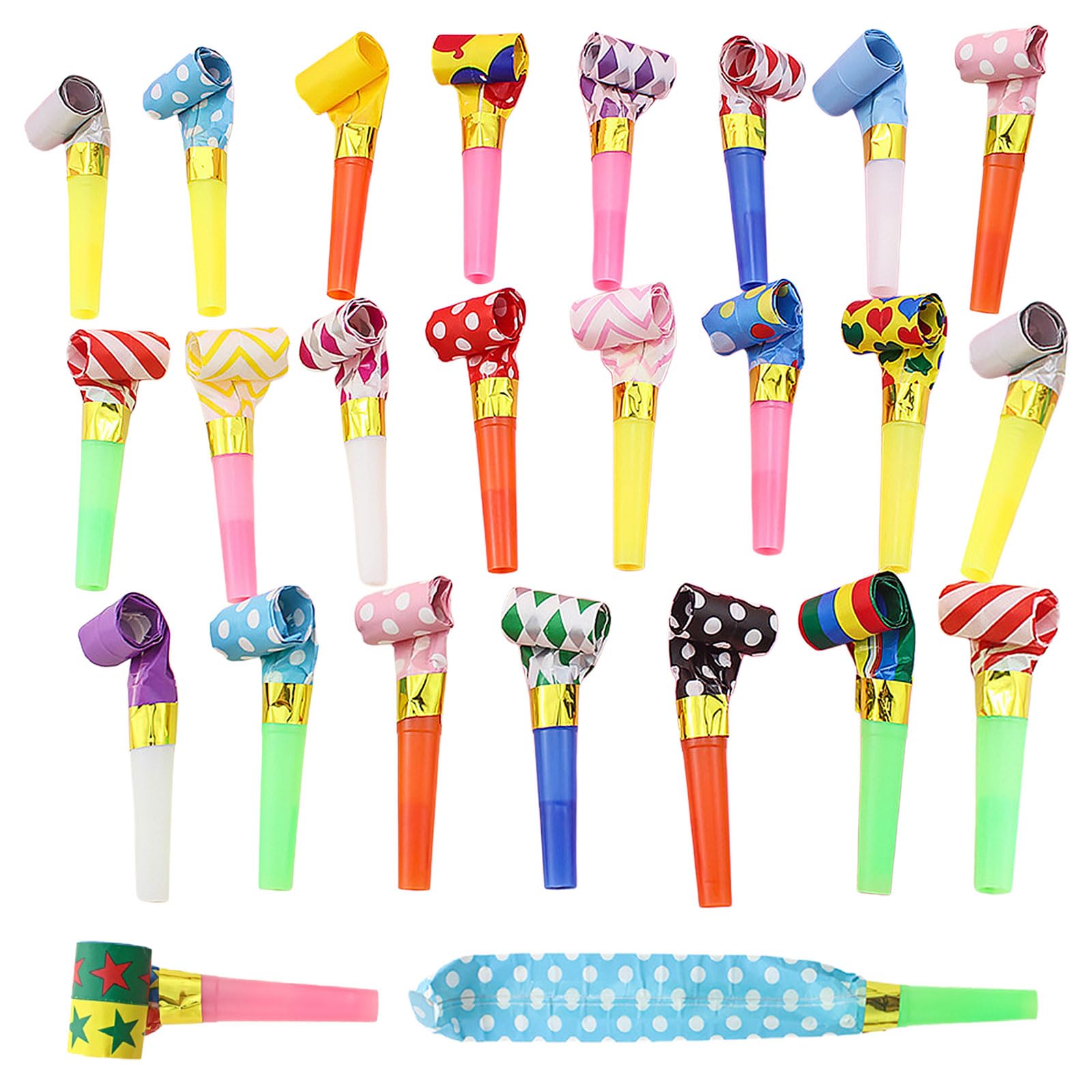 25 Pcs Party Blowers for Adults, Whistles for Kids, Party Poppers, Party Whistles Blowers Kids, Party Whistles Birthday, Party Bag Fillers for Kids Unisex, Birthday Noisemakers Birthday Blow Horns