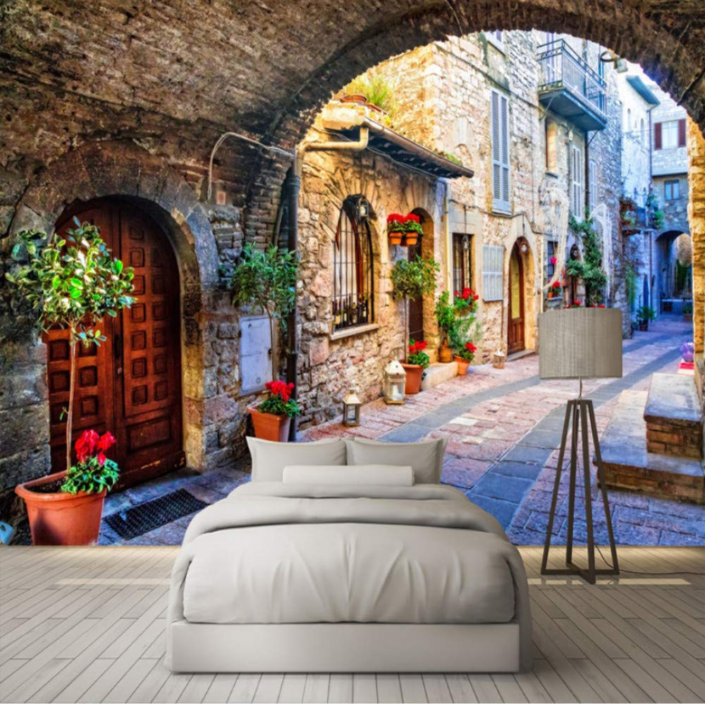 3D Wallpaper Decorations Murals Stickers Wall Personalized Village Italian Street European Landscape Art Kids Room (W)300X(H)210Cm