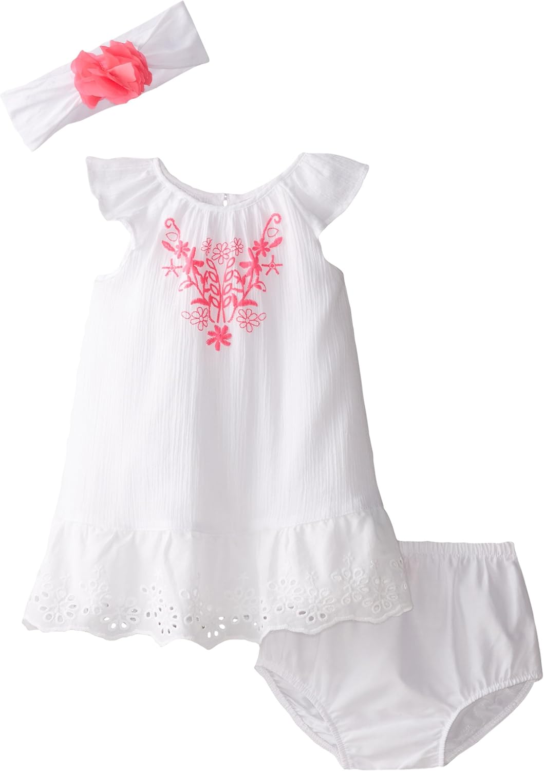 The Children's Place Baby Girls' Newborn White Embroidered Dress and