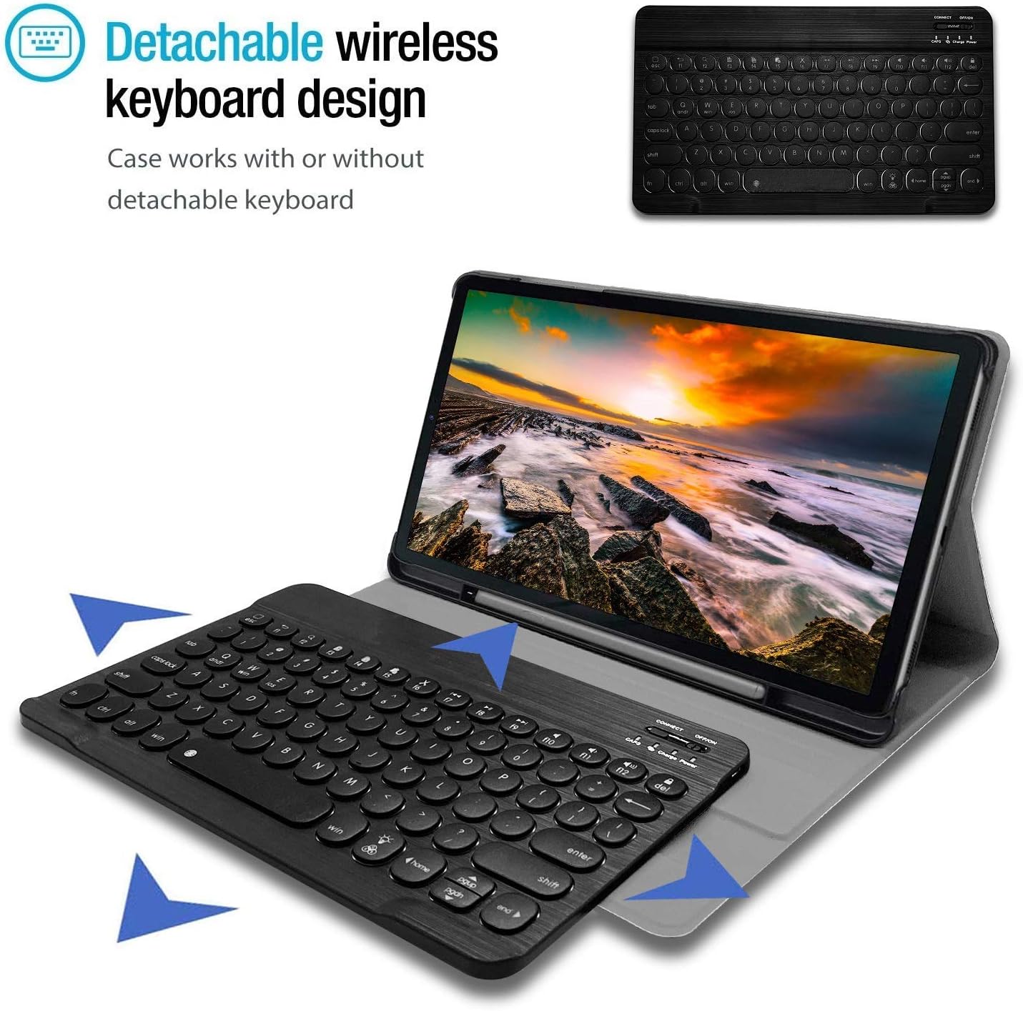 Samsung Galaxy Tab S6 Lite Case with Keyboard & Built-in S Pen Holder-Slim Smart S6 Lite Case with Detachable Keyboard for Samsung Tab S6 Lite 10.4 2022/2020 (SM-P610/P613/P615/P619) - Image 4