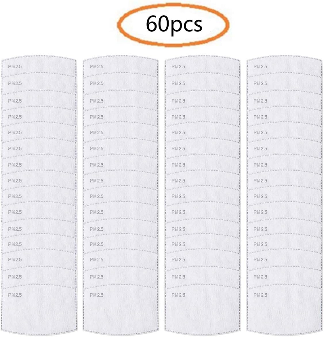 60pcs PM2.5 Activated Carbon Filter Mouth Mask Filters Breathing Insert Protective Mask Filter for Men Women,Anti Pollution Washable Cotton for Children Outdoor Activities