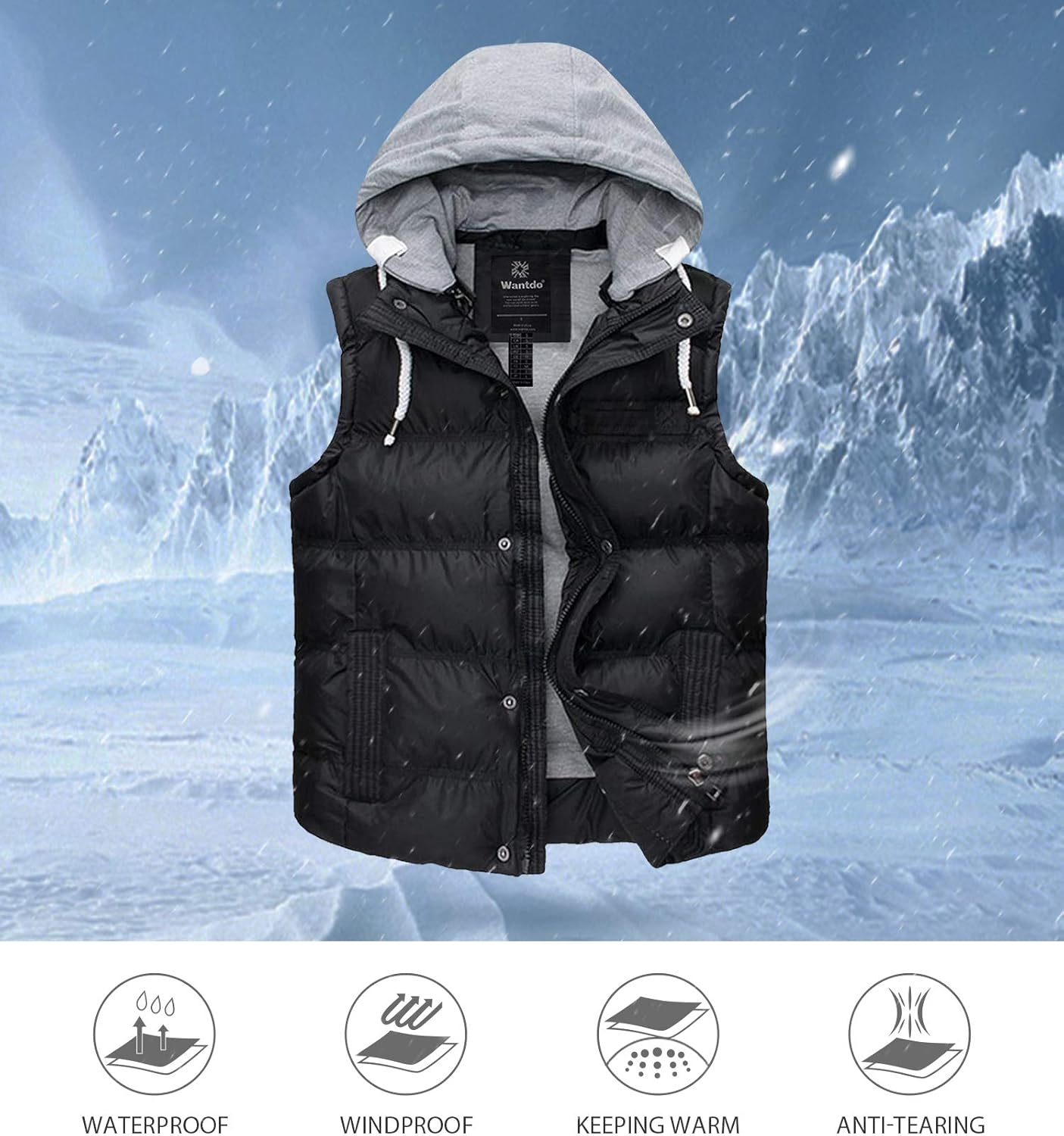 Wantdo Women's Quilted Puffer Vest Thicken Warm Winter Coat with Removable Hood at  Women's Coats Shop