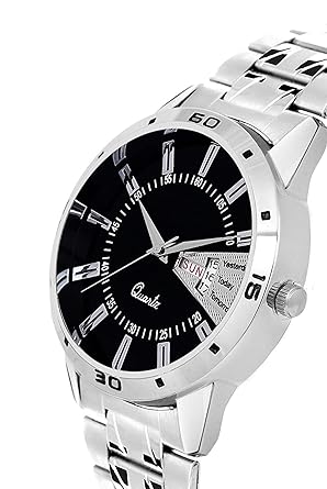 Analogue Black Dial Mens & Boys Day and Date Steel Watch -(W0131) (Black)