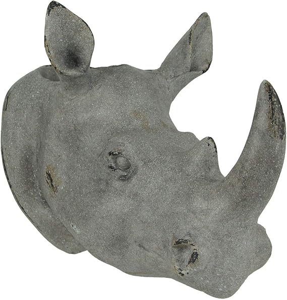 Amazon.com: Grey Stone Finish Rhinoceros Head Hanging Planter Statue