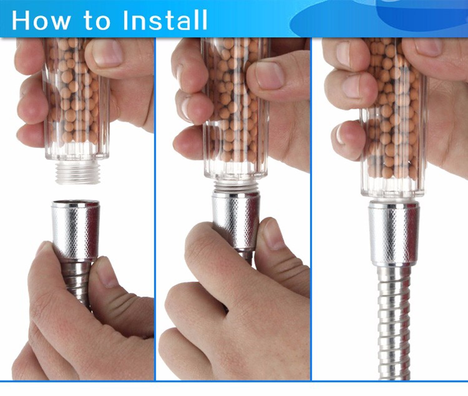 VEHHE 3 Colors Round Rainfall Hand Held Fixed Shower Head High Pressure & Saving Water Negative Lons Shower Sprinkler Head for Relation,Spa,Dry Skin and Hair