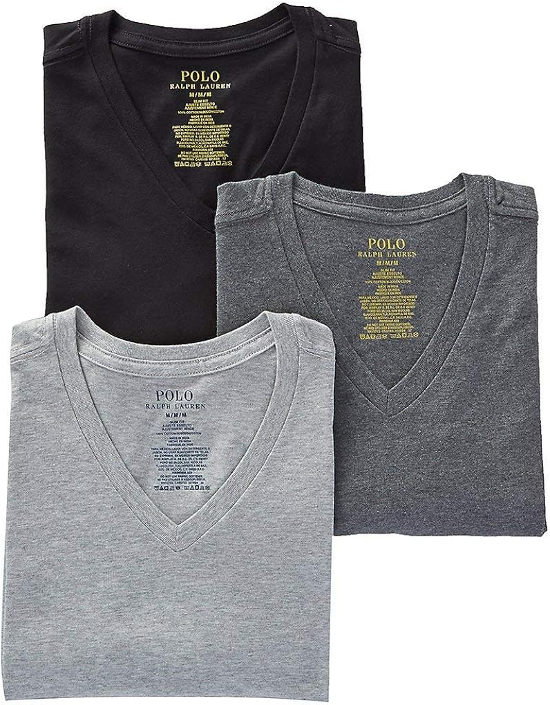 Polo Ralph Lauren Men's Slim Fit w/Wicking 3-Pack V-Neck at  Men’s Clothing store