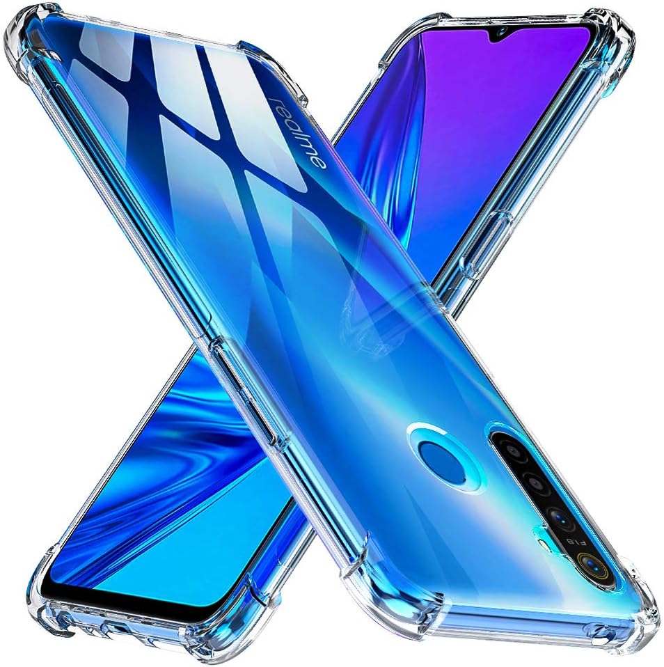 TesRank Realme 5i / 5 / 5s Case, Slim Clear Soft TPU Gel Case Flexible Silicone Cover with Shock Absorption Bumper Corners for Realme 5i / 5 / 5s-Transparent/Clear