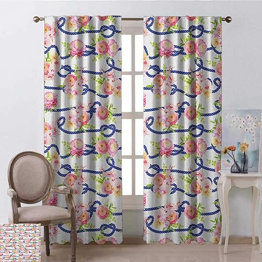 Amazon Com Youpinnong Navy And Blush Window Treatments Curtains
