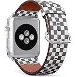 Band, Compatible with Small APPLE WATCH 38mm / 40 mm, Replacement Leather Band Bracelet Strap Wristband Accessory // Checkerboard Pattern Design