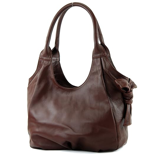 modamoda de - IT28 - ital Damen Schultertasche aus Nappaleder