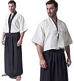 XINFU Mens Boys Japanese Traditional Samurai Men Kimono Warrior Robe Outfit Costume