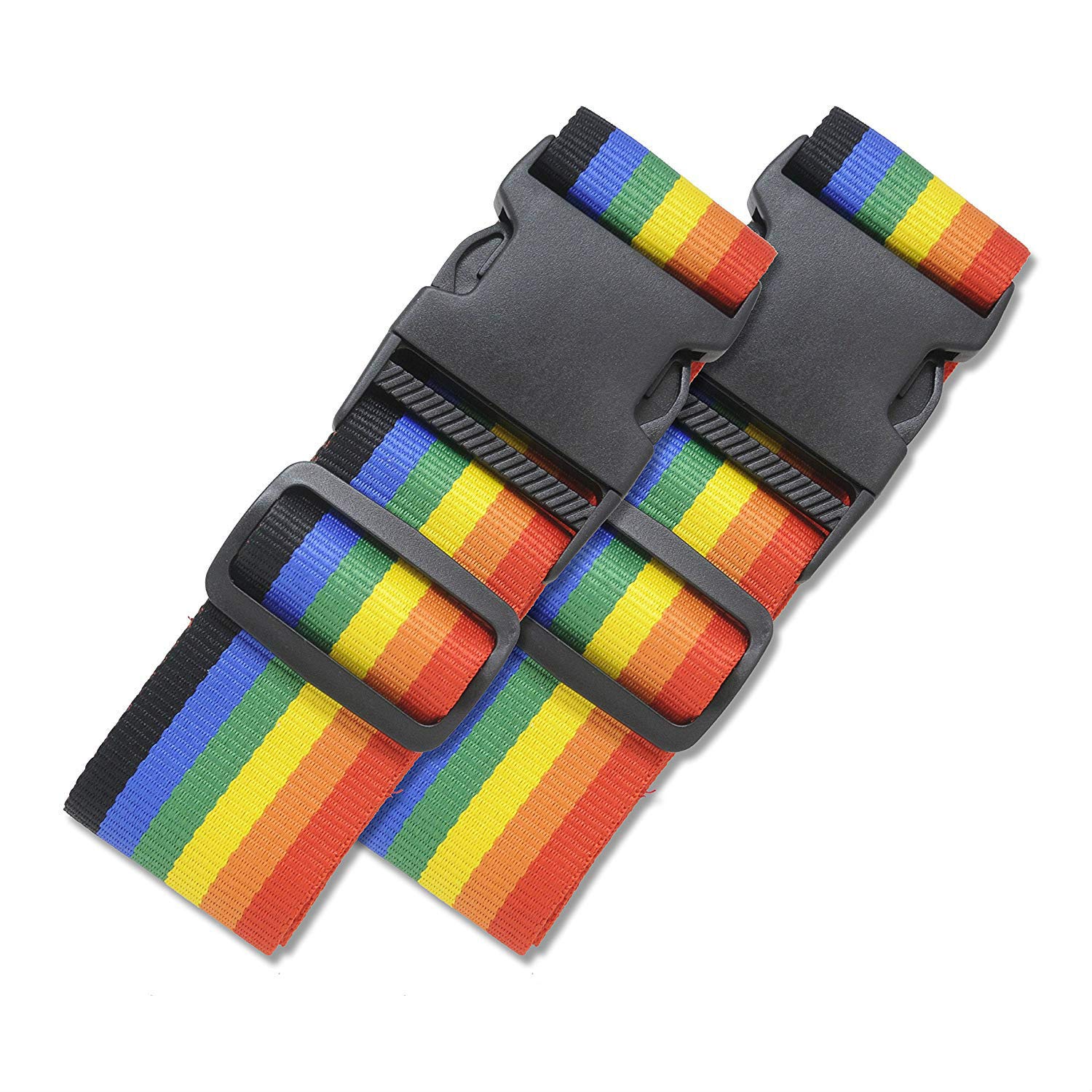 2 Pack Luggage Straps Set Suitcase Belts Neon Rainbow