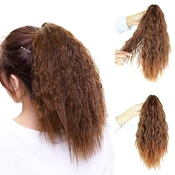 Forher 2 30 Light Brown Clip In Ponytail Synthetic Long Yaki