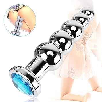 Metall Analplug Buttplug Edelstahl Anal Plug Masturbation Sex Spielzeug mit 5 Anal Kugeln für Männer und Frauen