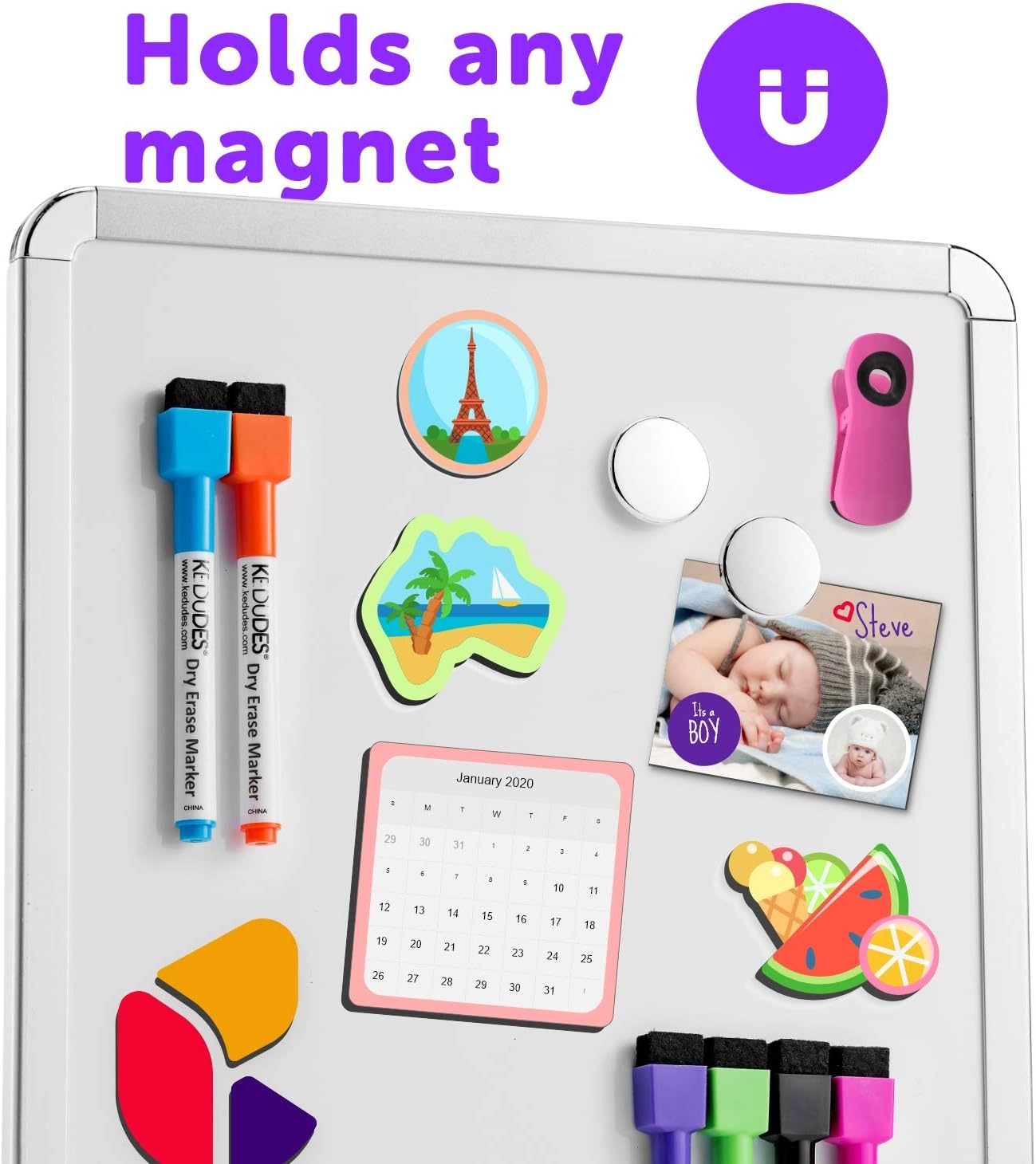 Magnetic 11’’ x 14’’ Small Dry Erase Board. Includes 6 Magnetic Dry Erase Markers, Assorted Colors. Great Whiteboard for Fridge, Locker, and More! : Office Products