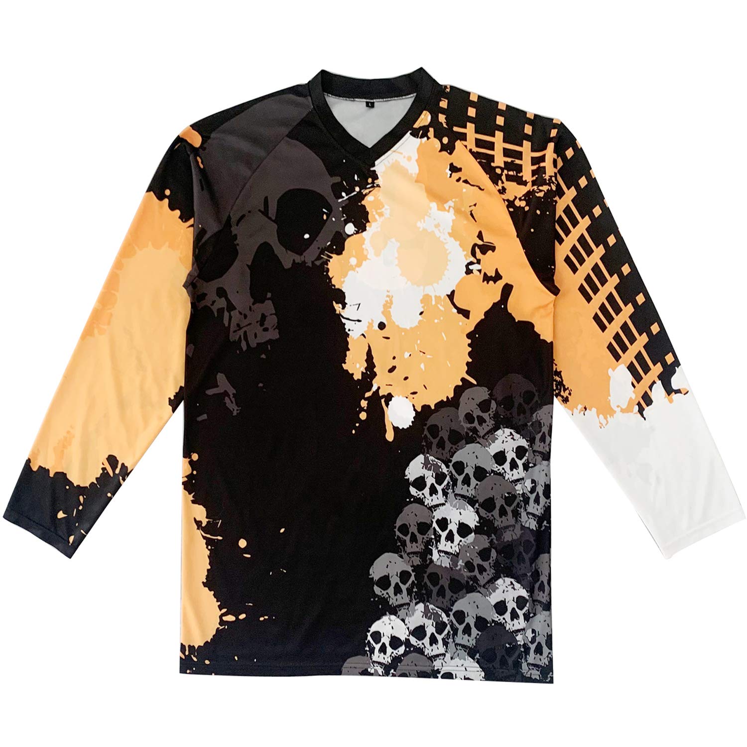 MISSFLAWERING Mens Off-Road Motorcycle Jersey V Navy Long Sleeve Mountain Bike Bicycle Sports Shirt/Large