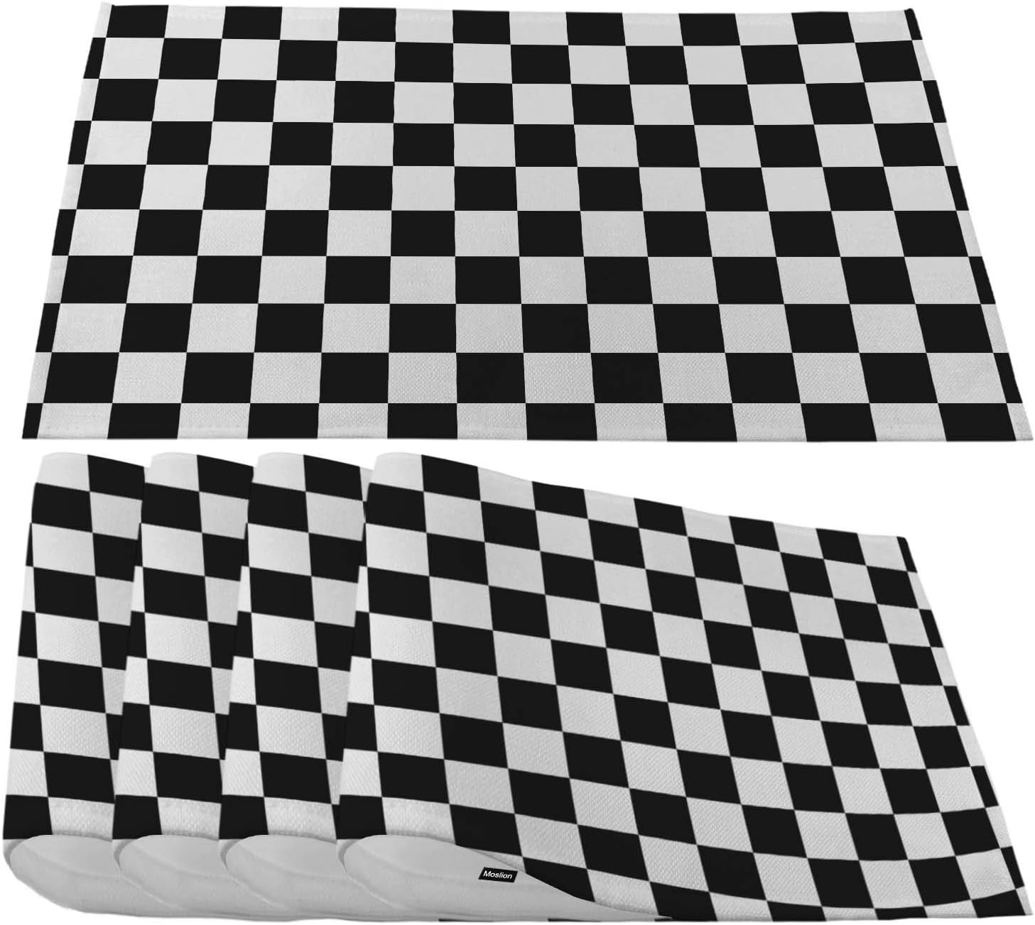 Moslion Black White Checkerboard Placemats,Chess Board
