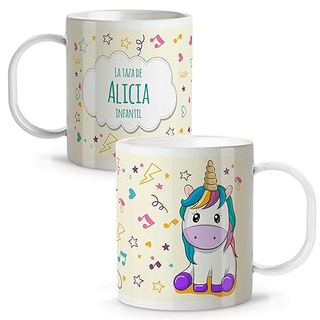 LolaPix Taza Unicornio Infantil niños y niñas Personalizada con ...