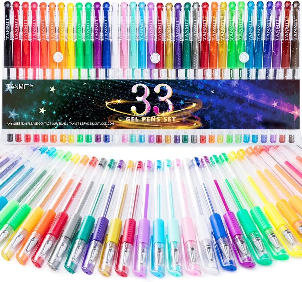 Amazon Gel Pens, 33 Color Gel Pen Fine Point Colored Pen Set with 40
