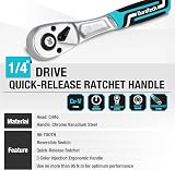 DURATECH 1/4 In Ratchet Handle 90 Teeth Reversible 4° Chrome Vanadium view 2
