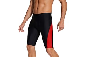 DEVOROPA Men's Swim Jammers Athletic Swimwear Racing Training Swimsuit UPF 50+ Swimming Lap Shorts Quick Dry Bathing Suit