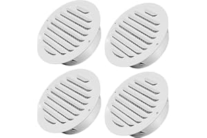 SMRTCOL 4" Round Soffit Vents White Stainless Steel Soffit Vents Wall/Ceiling Vent Cover with Mesh Screen for Bathroom, Dryer, & Attic（4 Pack)