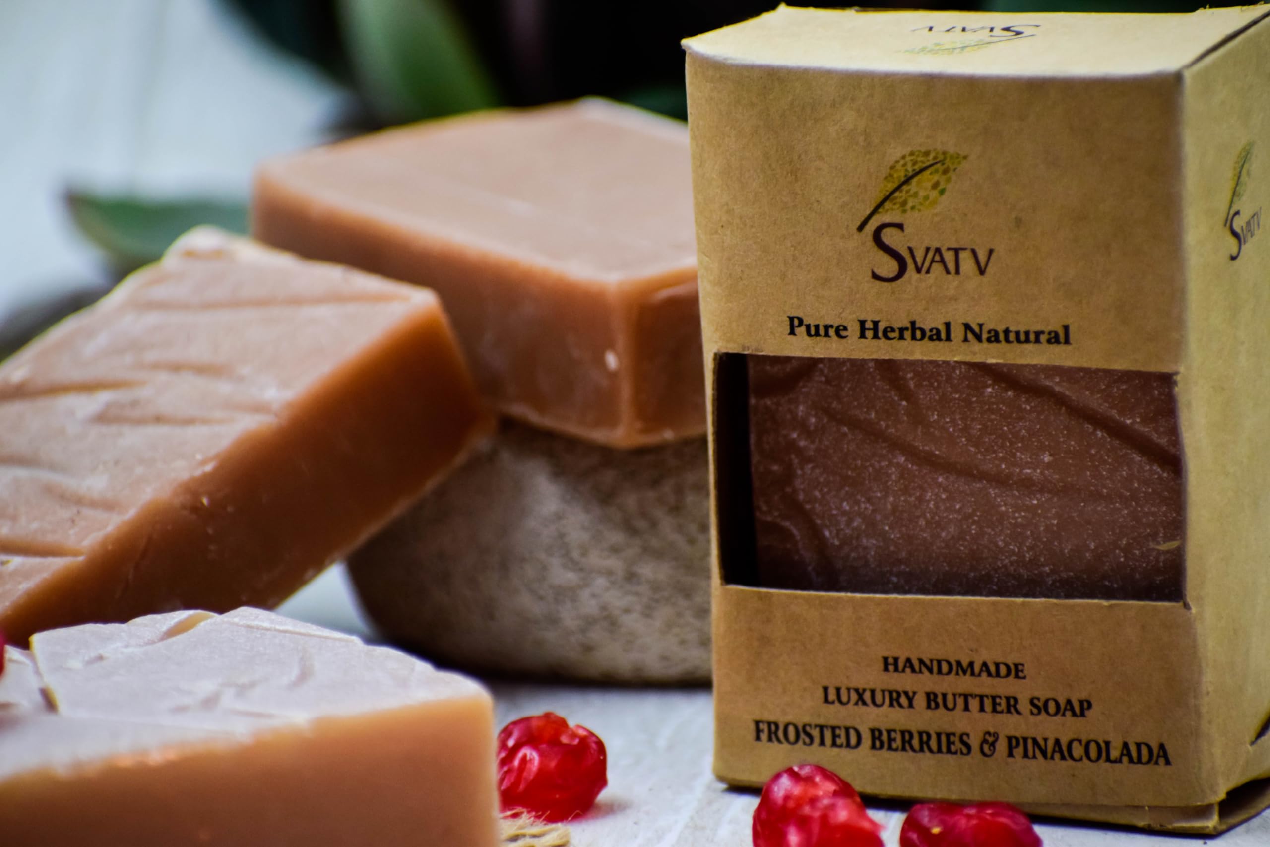 SVATV Soap Frosted Berries & Pinacolada - Best Exfoliating Bar, Traditional Ayurvedic Herbal Soap For All Skin Type - 125 Grams