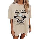 CSDAJIO Women's Graphic Oversized Tshirt Vintage Half Sleeve Round Neck Baggy Tee Summer Casual Tunic Shirt