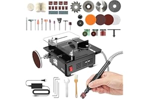 M-T Mini Table Saw, Mini Table Saws for Crafts, Multi Functional Table Saw, Portable Desktop Electric Saw for Cutting,Grinding,Engraving Drilling.Speed & Angle Adjustable,for Wood/PCB/Acrylic/Plastic