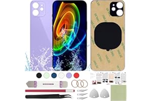 ReuWeu Back Replacement Glass Cover Compatible with iPhone 12 6.1" + Professional Tools (Purple)