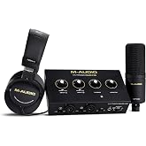 M-AUDIO M-Track Duo HD Recording Studio Pack | 2 XLR/TRS Inputs, 2 TRS Outputs, 24-Bit/192kHz, Condenser Microphone, Studio Headphones, for Creators and Podcasts