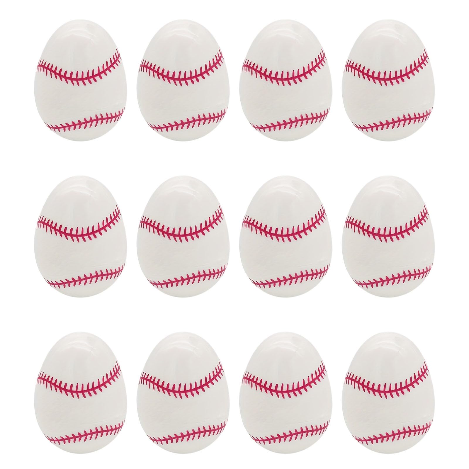 12PCS Unfilled Baseball Easter Eggs Sports Balls Decorations 2.4in Plastic Holiday Basket Stuffers Empty Fillable Eggs Bulk Baseball Football Soccer Basketball for Easter Hunt Party Supplies