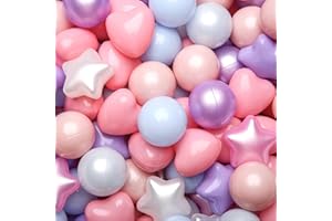 TRENDPLAY Ball Pit Balls Star and Heart Shapes for Toddlers - 100 Count Plastic Balls for Ball Pit Fun and Play, Different Shapes